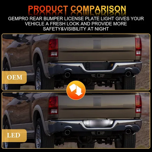 Vista 6 de Luces LED para placa de matrícula con clips de retención de metal para Dodge Ram 1500 2500 3500 2003-2018 lámpara de parachoques trasero 2PCS, 6000K