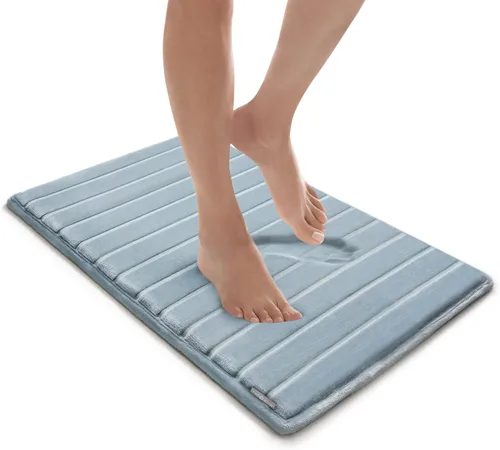 Vista 16 de Tapete de baño de espuma viscoelástica extra grueso, moderno, con infusión de carbón y base antideslizante GripTex, absorbente, de fácil cuidado