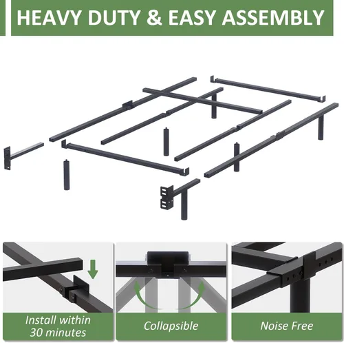Vista 5 de Twin Metal Bed Frame, 7 Inch Low Heavy Duty Platform Bed Frames Twin Size for Box Spring and Mattress, Easy Assembly, Noise-Free, Adjustable, Black