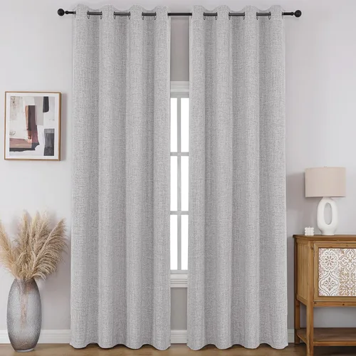 Vista 18 de CUCRAF - Juego de 2 paneles de cortinas de ventana con oscurecimiento total del 100%, de 54 pulgadas de largo, con aspecto de lino falso, cortinas