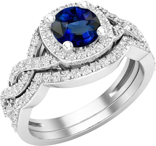Vista 19 de Dazzlingrock Collection Juego de anillos de boda redondos de 0.228 in creados en laboratorio y diamantes blancos naturales para mujer