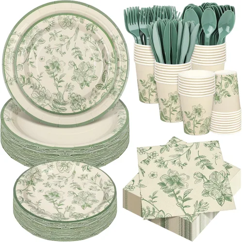 Vista 15 de Kochorie Juego de vajilla desechable de béisbol de 400 piezas, suministros para fiestas de béisbol con platos, tazas, servilletas, cubiertos para 50