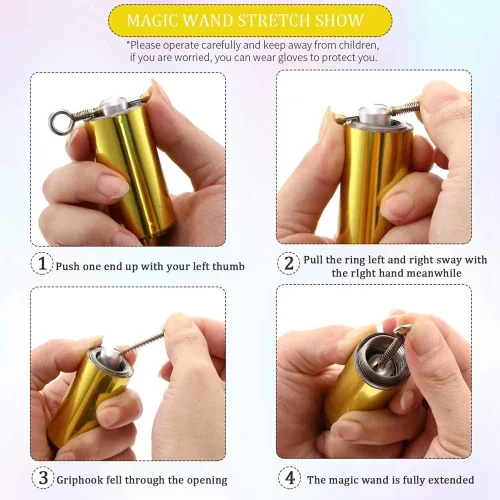 Vista 5 de Surakey Pocket Staff Magic - Varitas telescópicas para bastón elevado, plegable, retráctil, extensible, portátil, extensible, bastón de metal