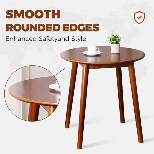 Vista 5 de Mesa de comedor redonda pequeña de 28.3 pulgadas para 2, mesa de comedor de madera que ahorra espacio, mesa de comedor de madera rústica, mesa
