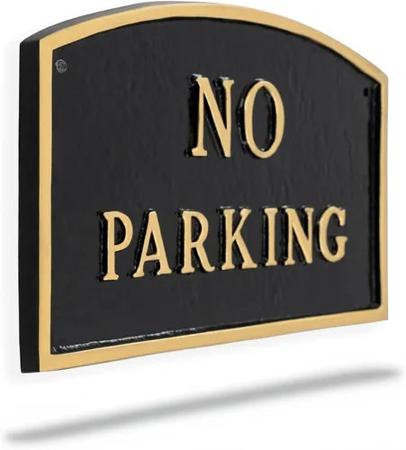 Vista 2 de Montague Metal Products SP-8sm-BG Placa de declaración de arco sin estacionamiento, pequeña, negra y dorada Negro/Oro