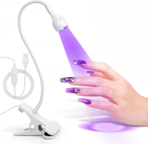 Vista 16 de AORAEM Lámpara de uñas LED UV, luz de curación flash de doble cabeza, rosa Luz de curado para uñas de gel con cuello de cisne portátil