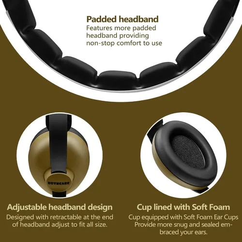 Vista 5 de BBTKCARE Auriculares para bebés - Protección de oídos para bebés Orejeras para bebés Auriculares con cancelación de ruido 3-36 meses - Verde Verde