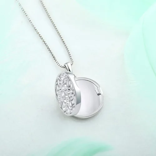 Vista 4 de STARCHENIE Collar con colgante de medallón de loto para mujer, plata de ley 925, cadena de 18.0in