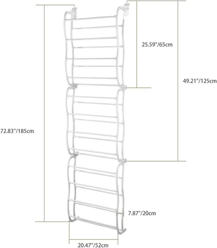 Vista 2 de TeqHome 36 pares de organizadores de zapatos sobre la puerta, estante colgante de metal de 12 niveles con diseño antideslizante para almacenamiento