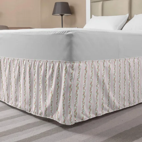 Vista 50 de Lunarable Falda de cama elástica de trébol, tréboles de cultura irlandesa con temática del día de San Patricio, 4 hojas, falda de cama de tela