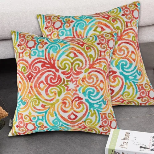 Vista 22 de FUNHOME Fundas de almohada lumbar para exteriores, 12 x 20 pulgadas, sin relleno, círculo cian