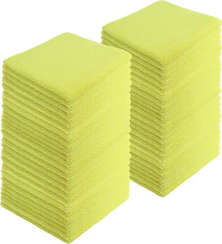 Vista 9 de Toallas de limpieza de microfibra, paquete de 12, 16 x 16 pulgadas, multiusos, más suaves, altamente absorbentes, sin pelusas, reutilizables Negro