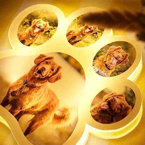 Vista 6 de Lámpara de foto personalizada con pata de perro, luz nocturna con foto personalizada, tablero acrílico, decoración de habitación, lámpara de noche