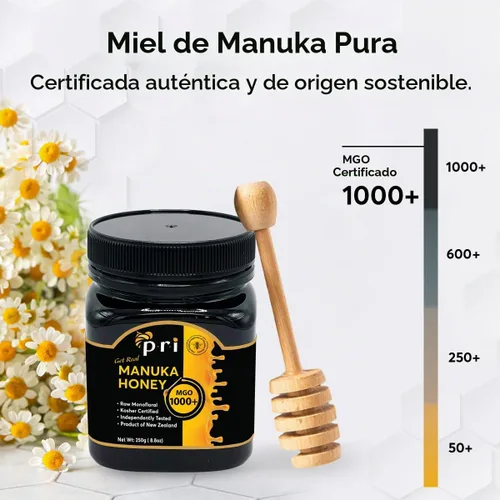Vista 3 de P.R.I Miel de Manuka MGO 1000+, rara cosecha limitada (250 g/8.8 oz)