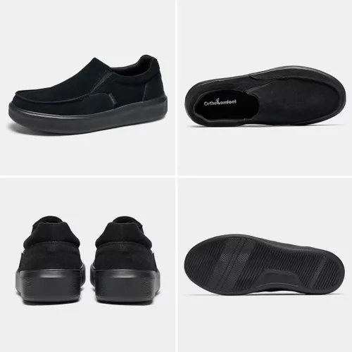 Vista 2 de OrthoComfoot Mocasines ortopédicos sin cordones para hombre mocasines casuales con soporte de arco para fascitis plantar, cómodos zapatos de vestir