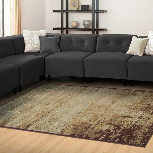 Vista 16 de Alfombra moderna de la colección Superior Afton Acid Wash, Polipropileno, Caoba Modern Abstract Rugs for High Traffic Living Room, Dining