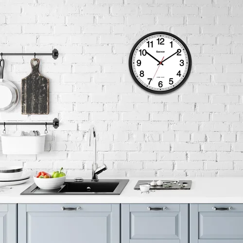 Vista 6 de Geevon Reloj de pared atómico de 16 pulgadas, reloj analógico autoajustable con sincronización automática de tiempo, funciona