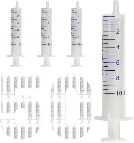 Vista 10 de 1ml Plastic Syringe, luer slip syringe, Used in Scientific Laboratories, Liquid refilling, DIY Crafts, Scientific Labs, 50/PK