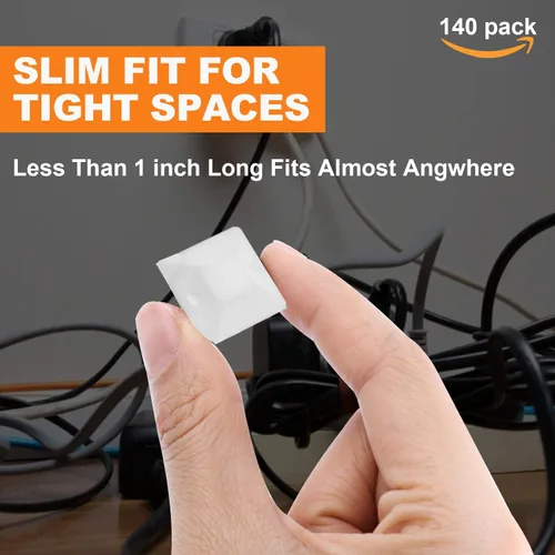 Vista 3 de Paquete de 140 soportes adhesivos para bridas de cables de 3/4 pulgadas con clips de alambre multiusos con orificio para tornillo, palo de anclaje