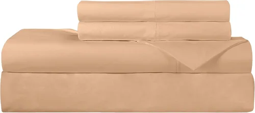 Vista 17 de ROYALE LINENS Juego de sábanas de 300 hilos 100% algodón peinado de fibras largas, 4 piezas, 1 sábana bajera, 1 encimera y 2 fundas de almohada