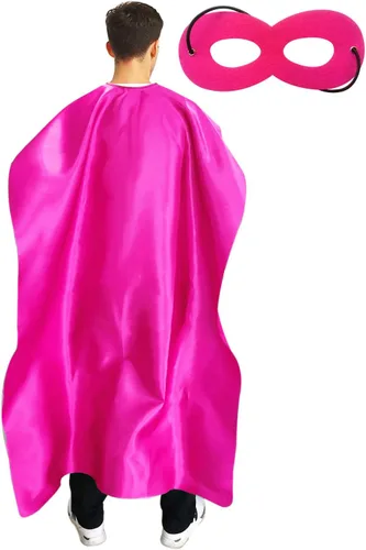 Vista 10 de Capa y máscara de superhéroe para adultos para hombre y mujer, capas de vampiro de Halloween, disfraz de superhéroe Negro