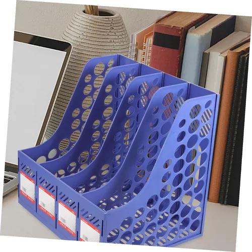 Vista 5 de File Organizer Rack Sturdy Desktop File Holder Section Design Easy Assembly Document Storage Shelf for Office School Room Book Storage and Folder