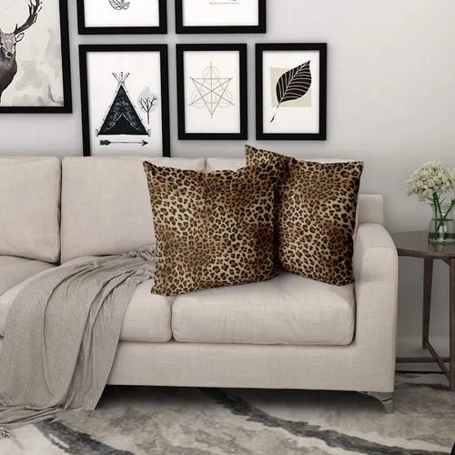 Vista 7 de Fundas de almohada marrón leopardo - 2 piezas Funda de almohada de guepardo 18x18 pulgadas Fundas de almohada de algodón con estampado de animales