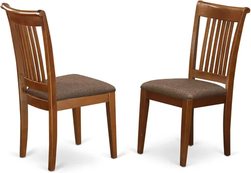 Vista 6 de East West Furniture POC-OAK-C Portland - Juego de 2 sillas de comedor tapizadas de tela de lino, de madera maciza, color roble