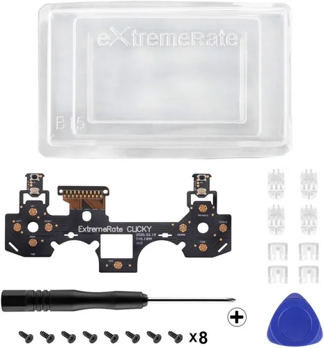 Vista 3 de eXtremeRate Clicky - Kit de gatillo de pelo para PS4 CUH ZCT2, botones de hombro para controlador, cable flexible de parada de disparo flash