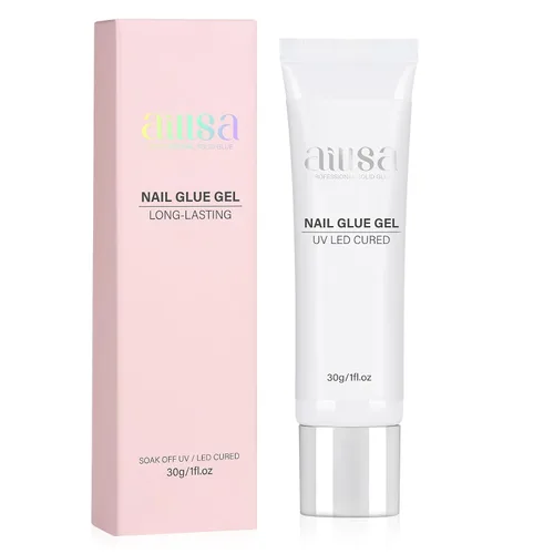 Vista 9 de AILLSA - Pegamento de uñas de gel para puntas de uñas, pegamento de gel súper fuerte y sólido 15g, pegamento de uñas acrílicas postizas