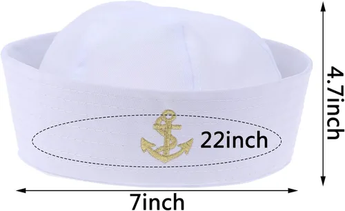 Vista 2 de Olgaa 4 Pack blanco marinero gorras para adulto yate marino marinero sombreros para marinero vestir fiesta Cosplay