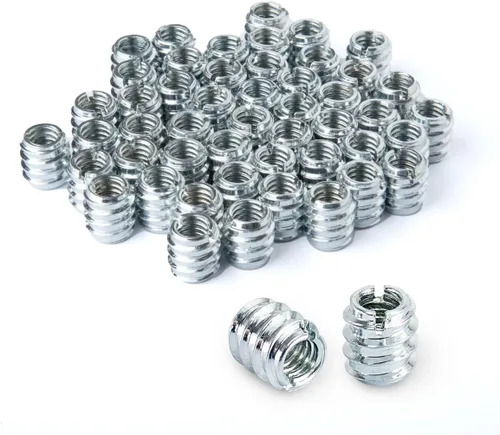 Vista 10 de POWERTEC Insertos de tuerca de 50 1/4'-20 Adecuado para madera dura y madera blanda, carpintería y muebles Longitud de 0.469 in (QTI1002)