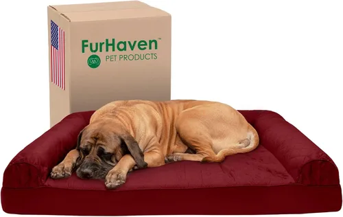 Vista 21 de Furhaven Acogedora cama ortopédica para perros medianos y pequeños con cojines extraíbles y funda lavable, para perros de hasta 35 libras - Sofá