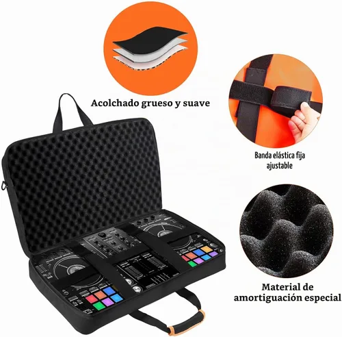 Vista 7 de Funda para controlador DJ para DDJ-FLX4/200/400/SR2/REV1 Numark Con acolchado grueso de EVA, correa de hombro ajustable, se adapta a portátiles