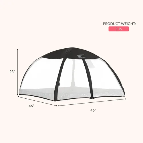 Vista 4 de Dream On Me Ziggy Canopy - Negro/Blanco, compatible con corralito Ziggy Square, protección UV, lluvia e insectos, plegable y apto para viajes