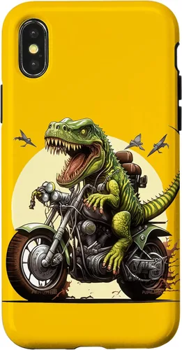 Vista 5 de Funda para iPhone 16 T-Rex Dinosaur Riding a Motorcycle
