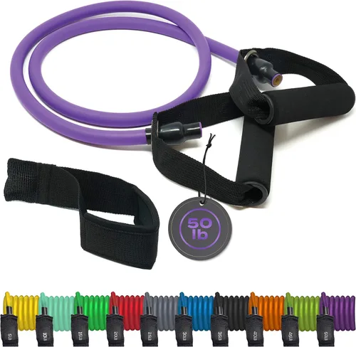 Vista 7 de Juego de bandas de resistencia para hombres, mujeres, ejercicio y entrenamiento. Bandas de fitness para trabajo de piernas y bíceps. Bandas