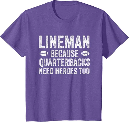 Vista 65 de Lineman Because Quarterbacks Need Heroes Camiseta de fútbol linieros S Negro