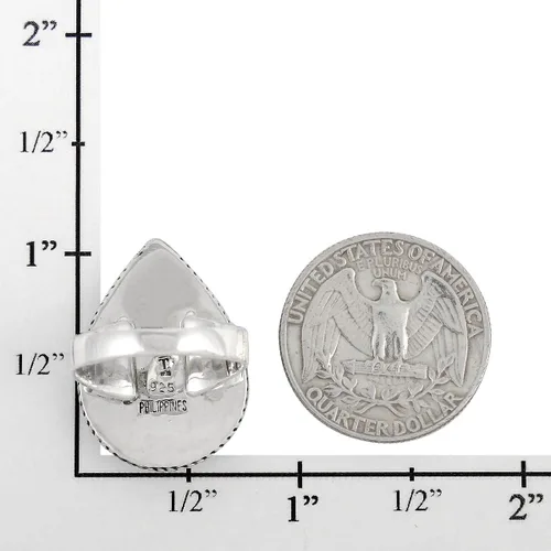 Vista 4 de Anillo de turquesa de plata de ley 925 y matriz de cobre genuina turquesa