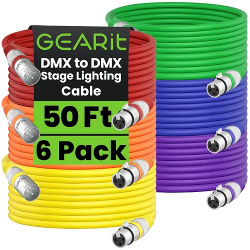 Vista 17 de GEARit XLR Cables de 1 pie 6 unidades de varios colores, cable de micrófono XLR macho a hembra, cable de micrófono blindado equilibrado