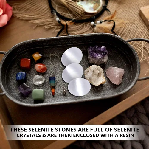 Vista 7 de Piedra de palma de cristal de selenita, efectos calmantes de alta energía, cristales curativos, reiki natural y equilibrio de chakras corporales, lo