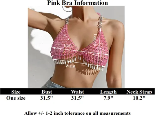 Vista 2 de Sujetador de cadena de cuerpo sin espalda halter de perlas sexy para mujer