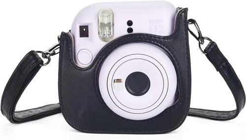 Vista 5 de Phetium Instant Mini 12 - Funda protectora para cámara compatible con Instax Mini 12 11, bolsa de piel sintética con bolsillo y correa de hombro