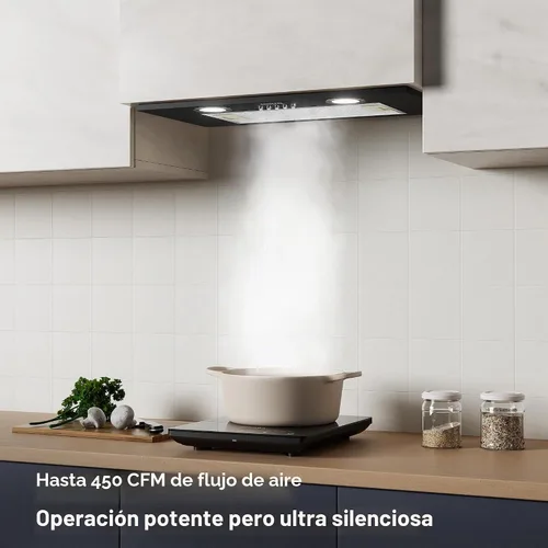 Vista 2 de CIARRA Campana de Ventilación Integrada de 20 Pulgadas 650 CFM Campana de Ventilación para Estufa de Cocina con Luz LED, Ventilador de Escape de 3
