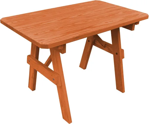 Vista 4 de Furniture Barn USA Mesa tradicional de pino tratado a presión de 4 pies, tinte de cedro mancha de cedro