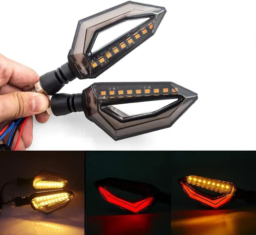 Vista 7 de Luces LED intermitentes universales para motocicleta de 10mm. Luces delanteras y traseras para intermitentes de 12 LED
