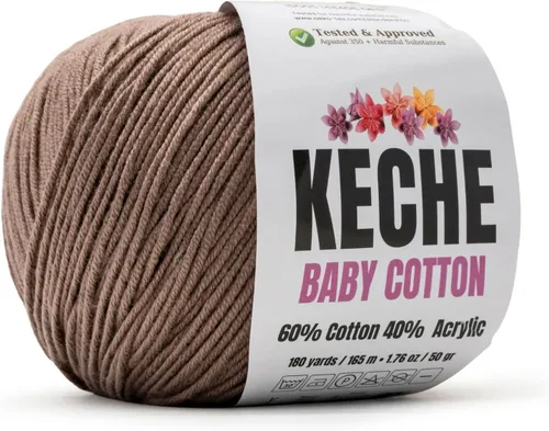 Vista 84 de Keche Hilo de Algodón, 60% Algodón 40% Hilo Acrílico, Hilo de Algodón Suave para Crochet y Tejer, Hilo Amigurumi 1 Madeja/Bola 1.76 Oz (50g) / 180