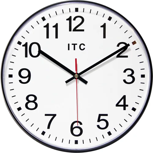 Vista 3 de Infinity Instruments Prosaic - Reloj redondo sin tictac de 12 pulgadas, funciona con pilas, fácil de leer, para oficina, aula, escuela, color marrón