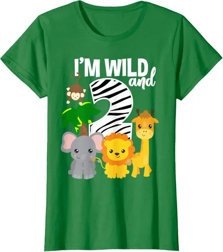 Vista 35 de Camiseta de cumpleaños con temática de zoológico de I'm Wild and 2, Negro, S