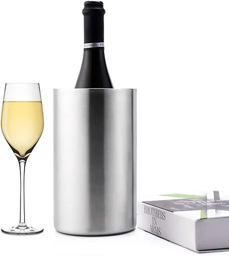 Vista 4 de Jolitac Cubo enfriador de vino, cubo enfriador de vino de doble pared de acero inoxidable, mantiene el frío durante horas, enfriador de botellas